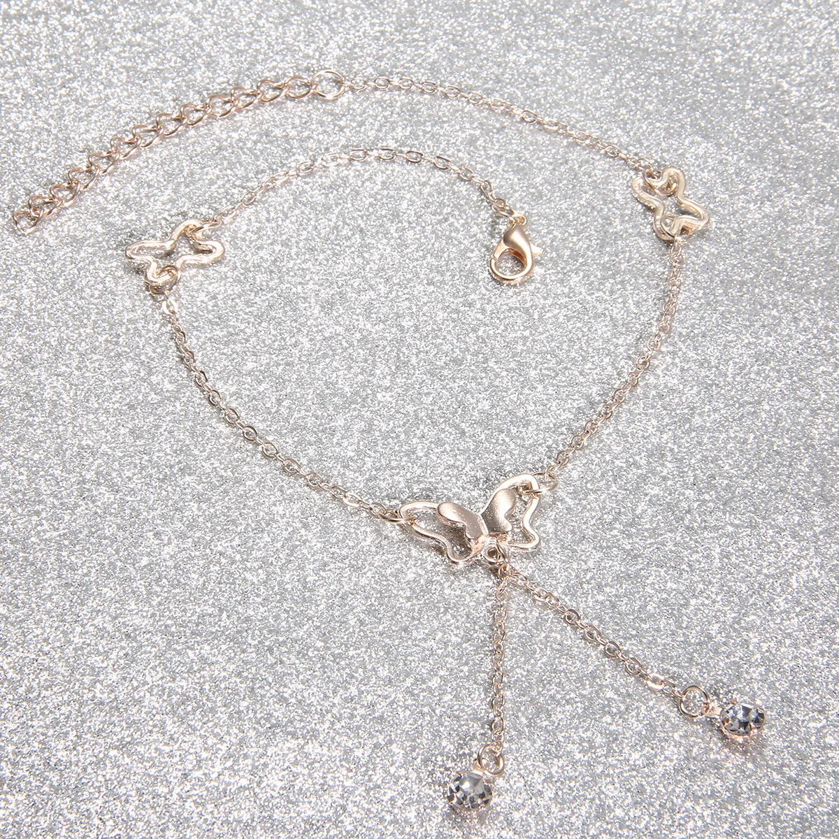 Шикарный элегантный розовый золотой цвет полый Бабочка кисточкой ноги цепи Мода