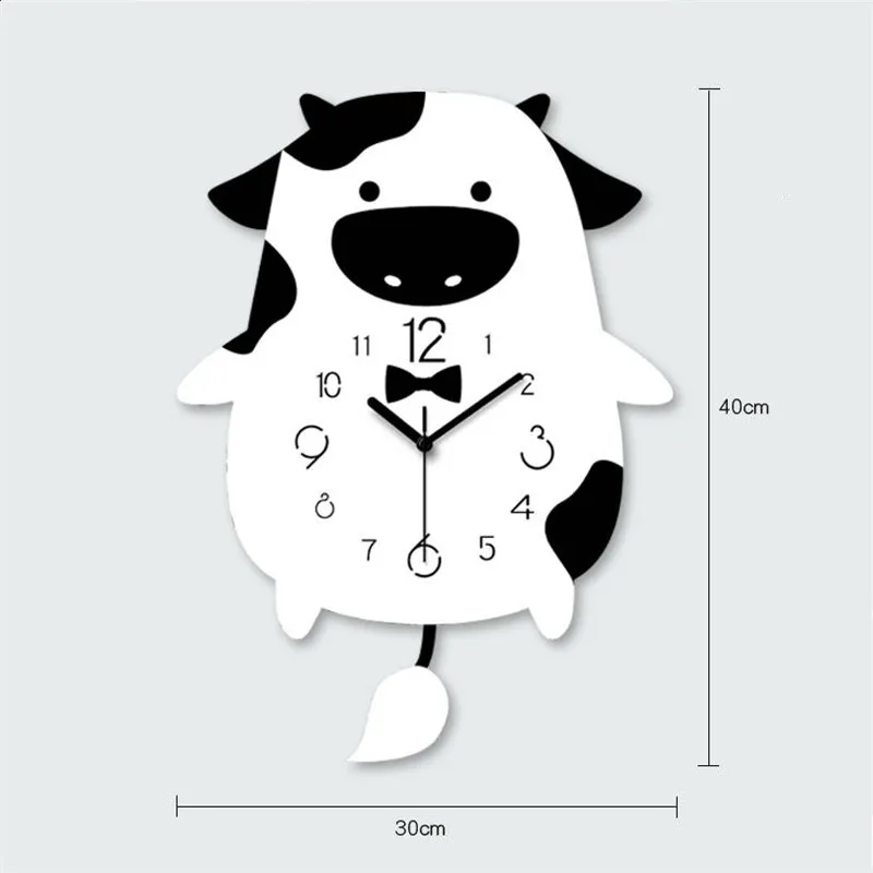 Скандинавские Мультяшные настенные часы с коровой креативные милые для спальни