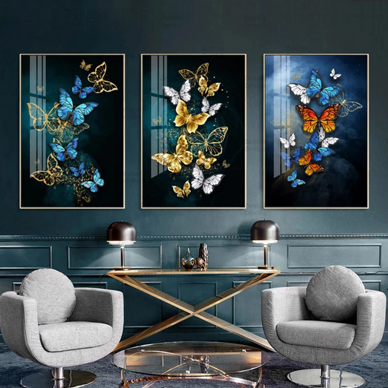 

Color Butterfly Nordic Style Canvas Painting Modular Posters and Prints Minimalist Abstract Wall Art Picture for Home Decoration