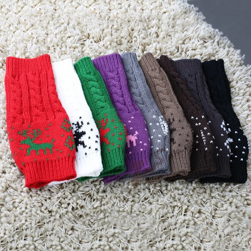 Рождественские перчатки 2020 зимние вязаные теплые варежки без пальцев руки белые