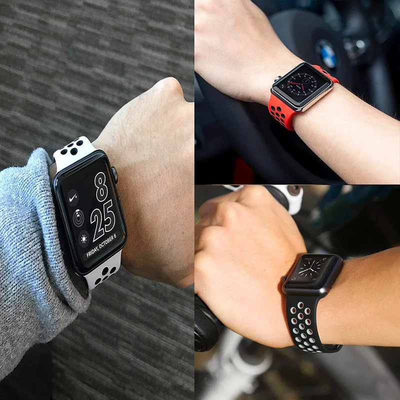 Спортивный силиконовый ремешок для Apple watch 5 4 3 2 1 дышащий браслет ремешок correa Apple watch 42 мм 38 мм для Nike+ iwatch 44 мм 40 мм