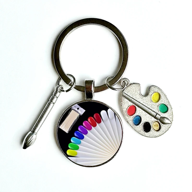 Цветная палитра кабошон с фото стеклянная подвеска брелок ручной работы кисть и
