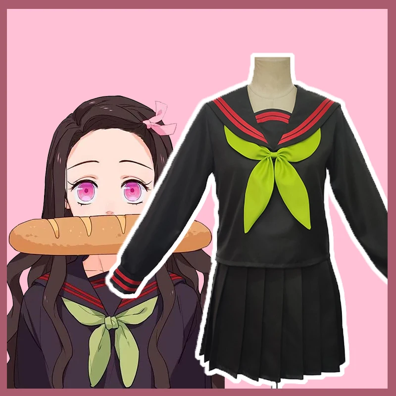 

Аниме Comic Demon Slayer Kimetsu no Yaiba Косплей костюмы Kamado Nezuko косплей костюм матроса повседневная одежда плиссированные платья