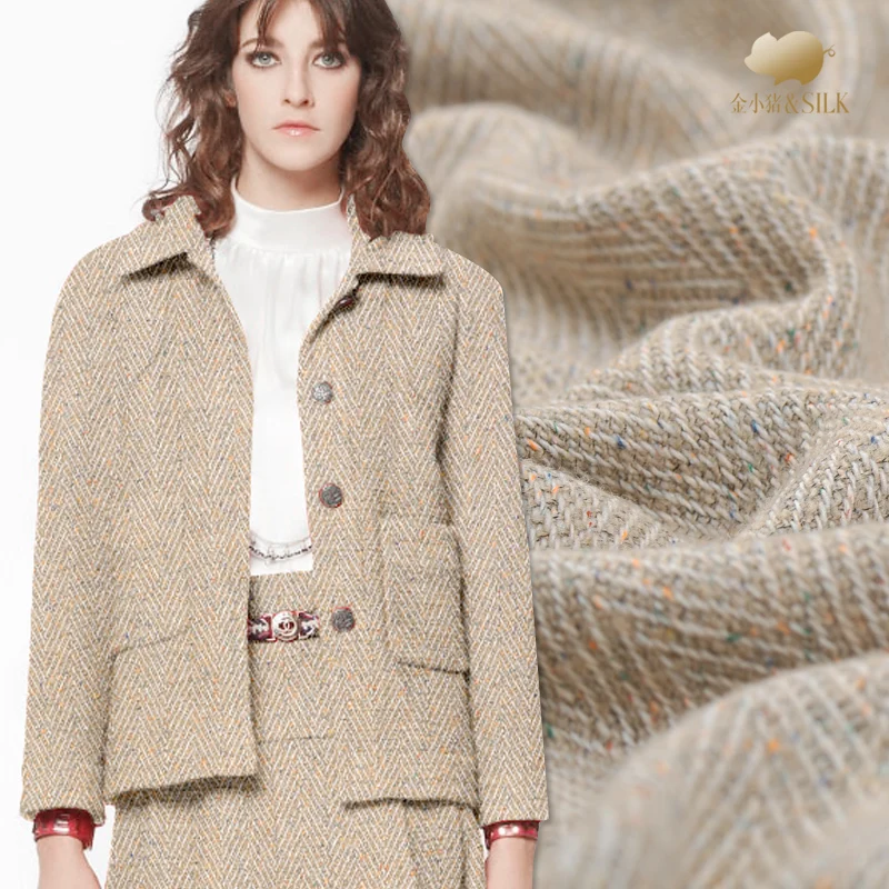 

147 см ширина узор в елочку цветной точечный высококачественный шерстяной материал для пальто