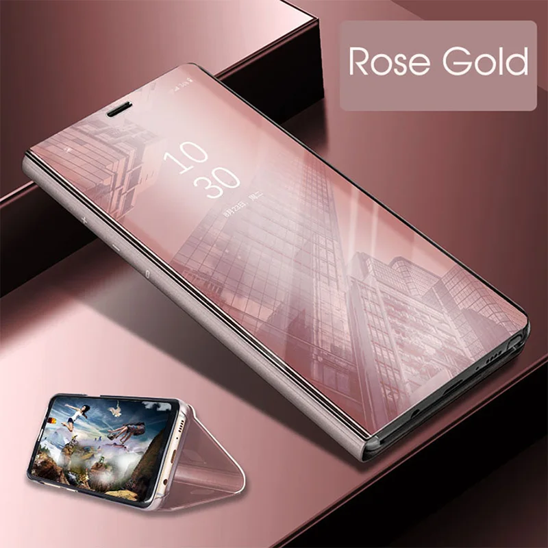 Rose Gold Роскошный чехол-книжка с покрытием mi rror для Xiaomi mi A1 A2 Lite, Жесткий ПК силиконовый защитный чехол для мобильного телефона mi 8 Lite 9 Se - Цвет: Rose Gold
