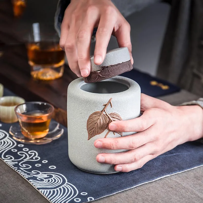 Винтажная керамическая банка для чая герметичная контейнер хранения зеленого