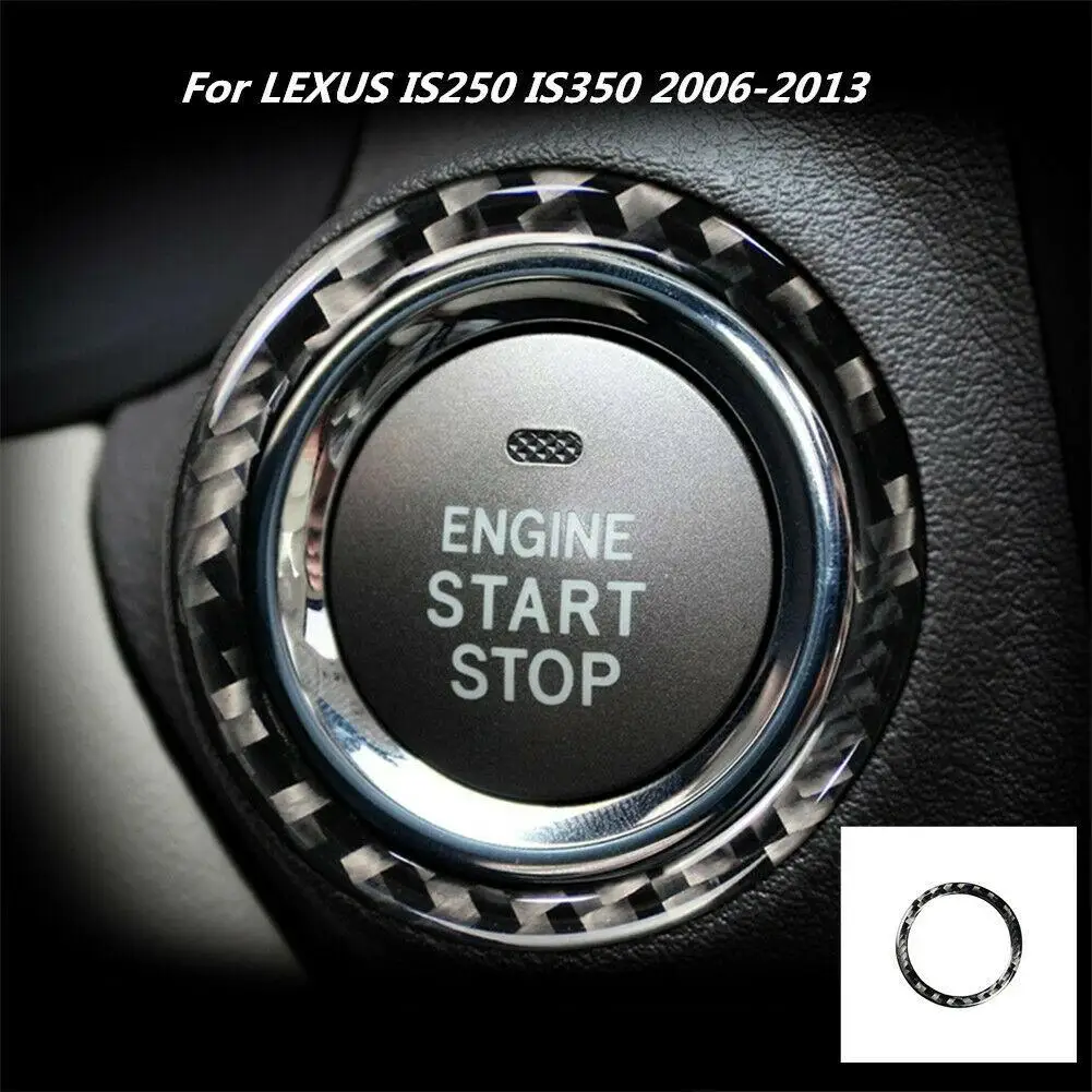 

Car Carbon Fiber Engine Start Stop Push Button Ignition Key Ring Decor Trim for LEXUS IS250 350 2006-2017 Auto Switch Stickers