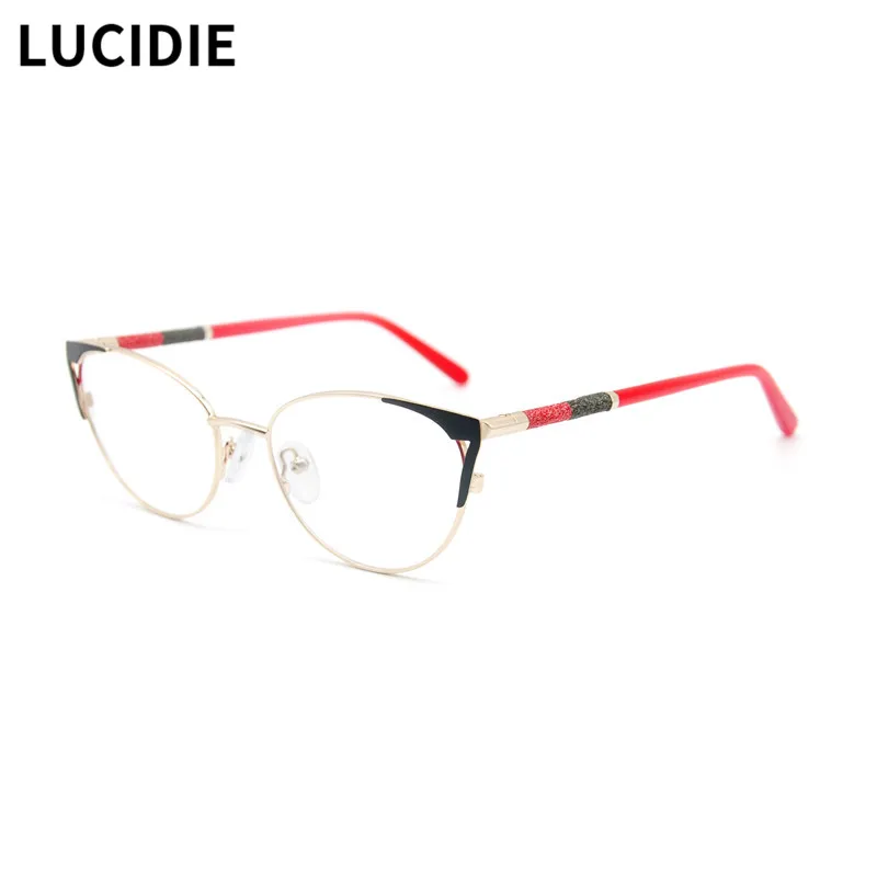 

LUCIDIE 2021 Fashion New Optical Alloy Frame Glasses Women Sequins Eyeglasses Myopia Eyewear Female Clear Lens Cat Eye Eyewear