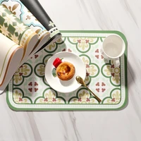 retro floral style romantic western food mat pvc leather table mat heat insulation pad household dish mat hand drawn coaster