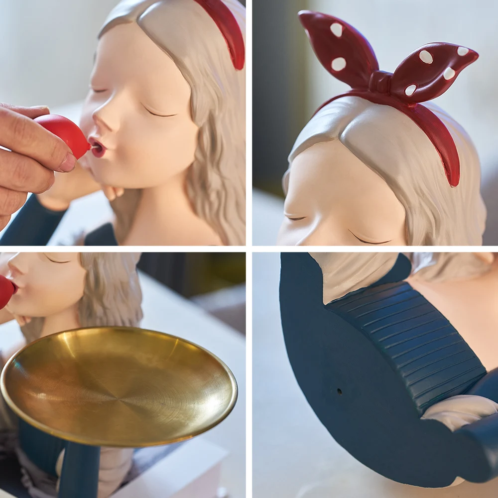 

Nordic Decoration Home Bubble Girl Statue Fruit Plate Character Model Sculpture Living Room Desk Decor Accessories Creative Gift