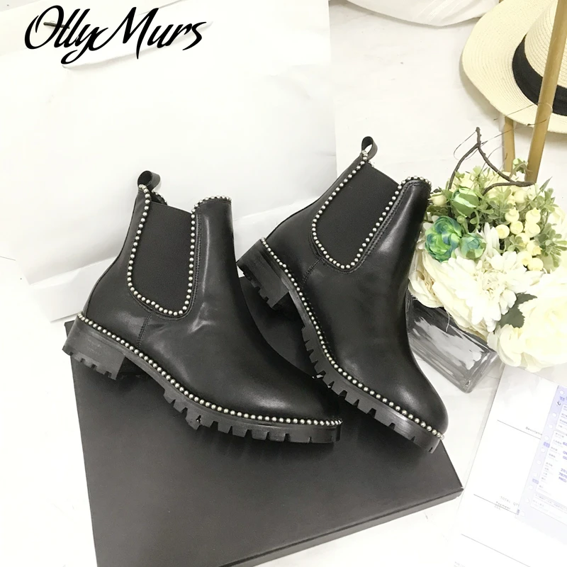 

Женские ботинки на высоком каблуке, с круглым носком