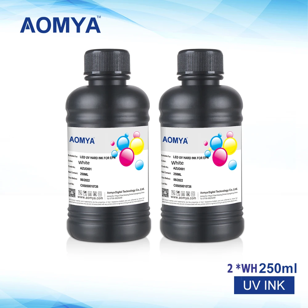 

[250ml white] Aomya 3D Flatbed printer UV LED Ink on Plastic Ceramic PU ABS Glass phonecase Compatible For Epson DX5 DX6 DX7