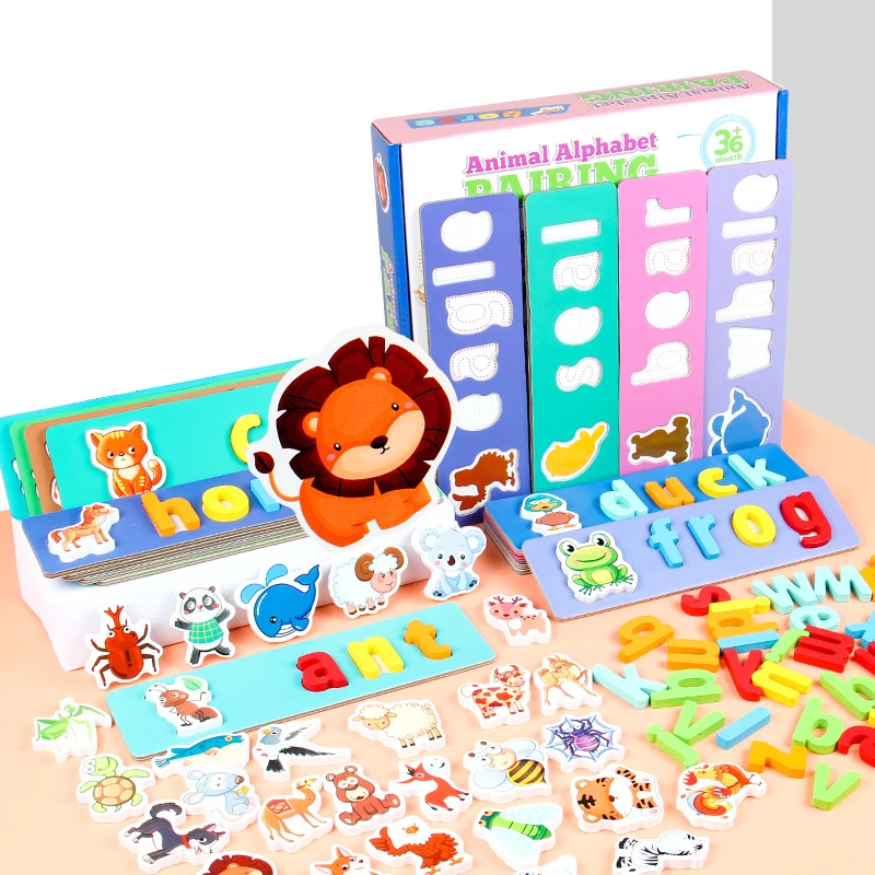 Новый мультяшный детский Деревянный алфавит пазлы с 26 буквами для раннего