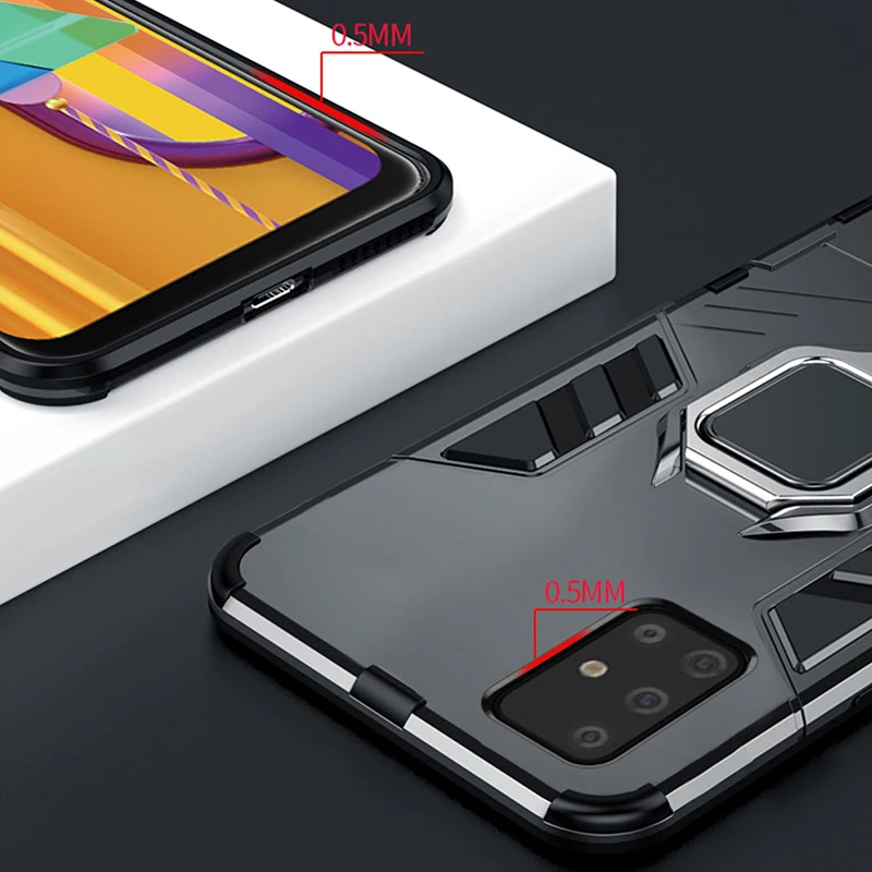 Армированный чехол для Samsung A51 A71 с магнитным кольцом автомобильный держатель