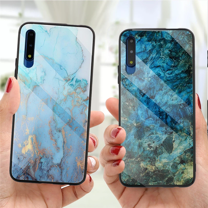 Водонепроницаемый чехол для телефона Huawei Honor 8C 8X 8A мраморный из закаленного