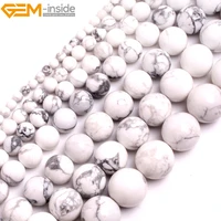 natural round white howlite stone loose beads for jewelry making strand 15 diy women bracelet necklace