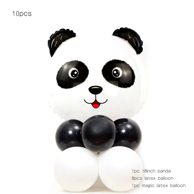18in panda set BW Шарики с пандой из мультфильма звезда латекс черный номер Счастливый День Рождения Вечеринка для украшения детского душа дети животное баллон подарки - Цвет: 18in panda set BW