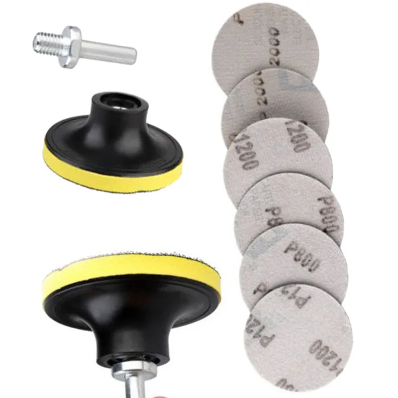 

8pcs Polisher Sand Disc Kit 800/1200/2000 Grit Woodworking Polishing Sandpaper Wood Sandpapers Mandrel Abrasive Tools