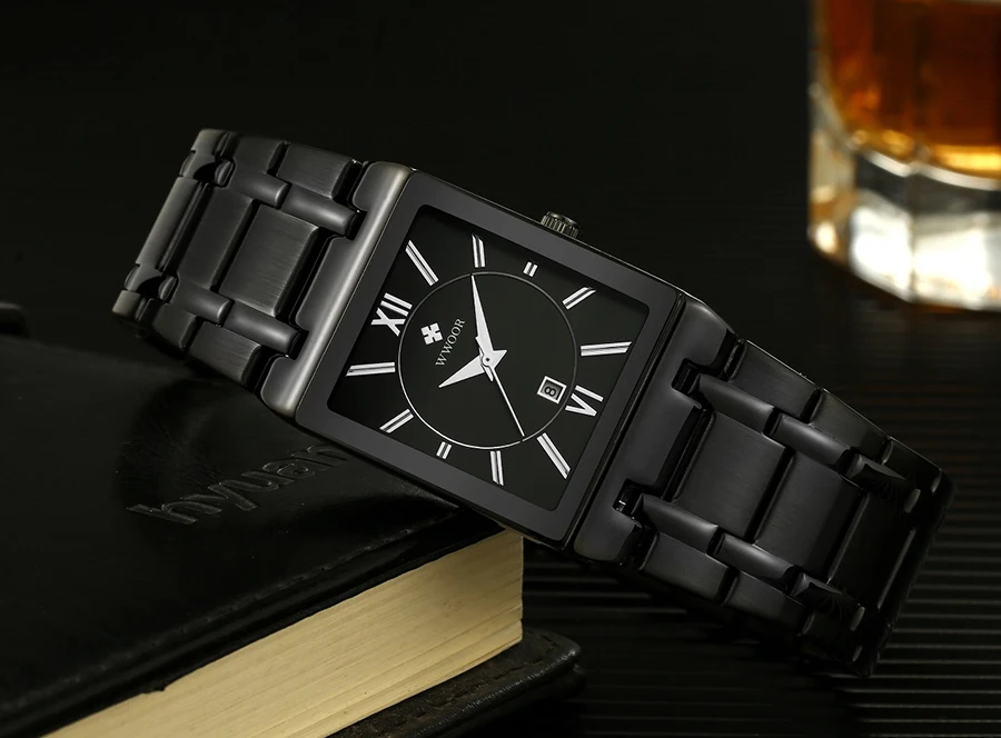 Relogio Masculino WWOOR Gold Black Watch Men Quartz Waterproof Wrist Watch For Men Fashion Square Casual Clock Male Dropshipping