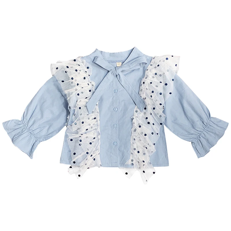 Блузка для девочек на весну и осень Детская рубашка детские топы уличная одежда