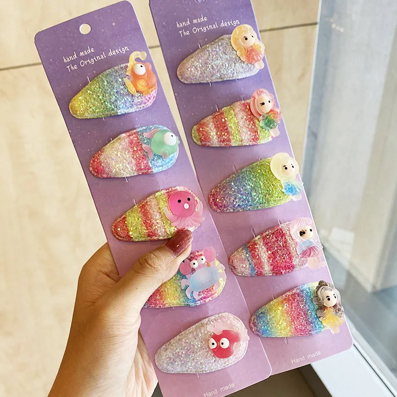 

5pcs/Set New Girls Cute Cartoon Colorful Unicorn Rainbow Hairpins Sweet Hair Ornament Clips Barrettes Fashion Hair Accessories