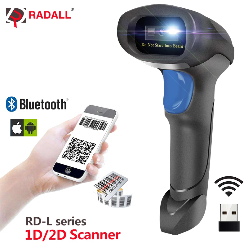 Новое поступление Bluetooth сканер штрих-кода беспроводной 1D/2D проводной Ручной считыватель штрих-кода для инвентаризации POS терминал
