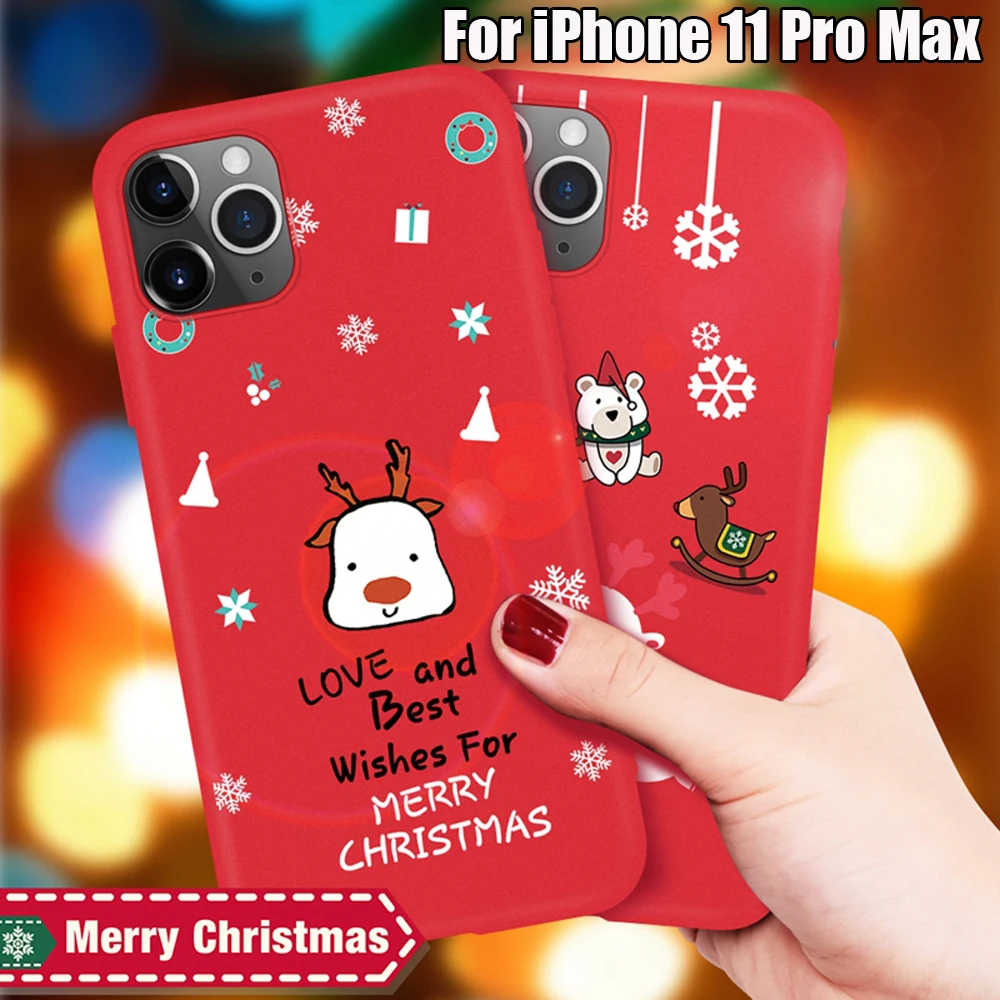 Мягкий ТПУ чехол для телефона iPhone 11 Pro Max XR XS X 8 7 Plus Merry Christmas santa claus Deer
