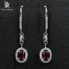 Bague Ringen 925, висячие серьги из серебра 925 пробы, для женщин, с красным Рубином овальной формы, с цирконом ААА, оптовая продажа, подарок Вечерние