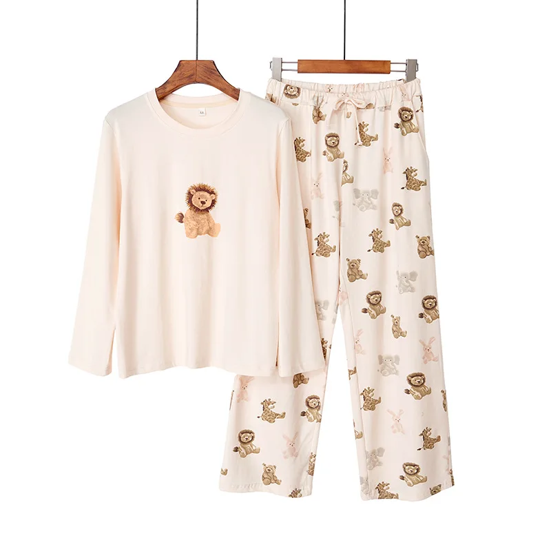 

Women Cute Cartoon Sleepwear Modal 2PCS Shirt&Pants Pajamas Suit Casual Nightwear Intimate Lingerie Loose Homewear Sleep Set