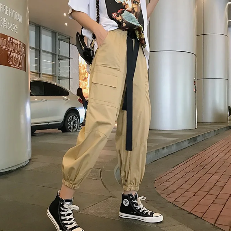 

Casual High Waist Military Women Harem Pants 2019 Fashion Loose Belted Pockets Trousers Women Camouflage Pants Sweatpant