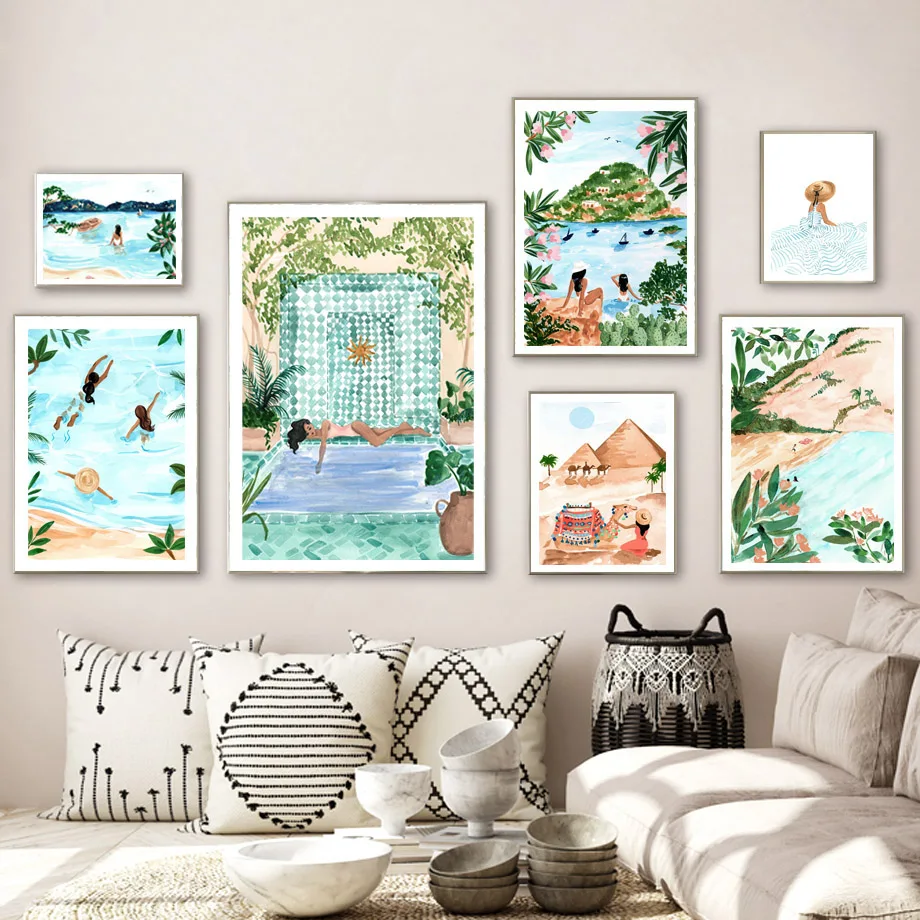 

Moroccan Style Mountain Camel Girl Desert Wall Art Canvas Painting Nordic Posters And Prints Wall Pictures For Living Room Decor