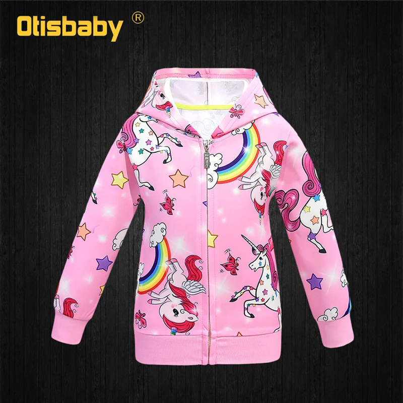 0981 Pink Зимняя куртка с единорогом для девочек; толстовки для девочек; пальто с капюшоном; Детский свитер; детская одежда с лошадью; толстовки с капюшоном для мальчиков; Верхняя одежда с изображением пони - Цвет: 0981 Pink