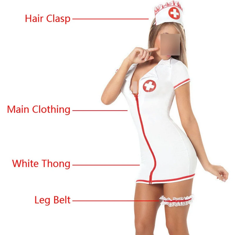 

2020 Women Nurse Uniform Cosplay Costumes Sexy Female Lingerie 4Pcs Outfit Sets Ladies Fashion Girl Clothing Suit
