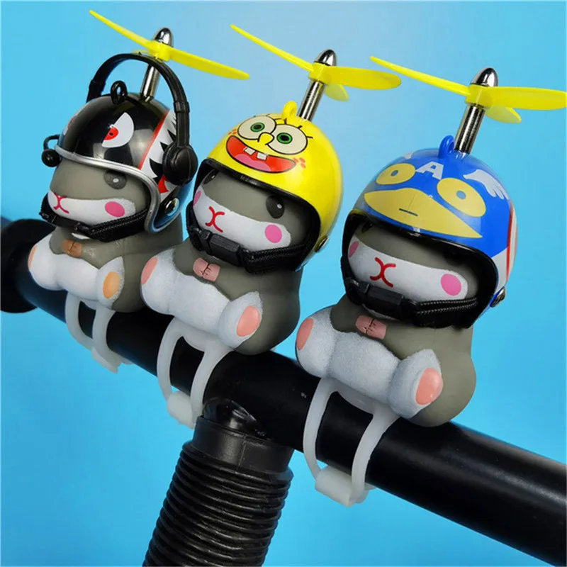 

Funny Bicycle Lights Bell Cute Yellow Duck Hamster with Hat Handlebar Horn Lamp for Motorcycle Motor Helmet Riding Cycling Car