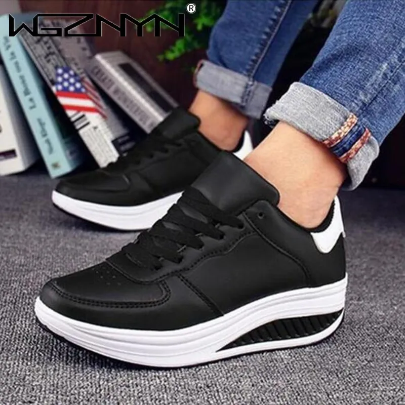 

Women Sneakers Breathable Waterproof Wedges Platform Vulcanize Shoes Woman Sneaker Leather Casual Sport Shoes Zapatos Mujer 2020