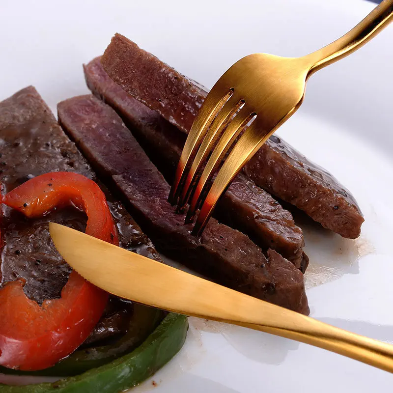 304 ложка из нержавеющей стали стиль Западная Посуда золотой нож для стейка и