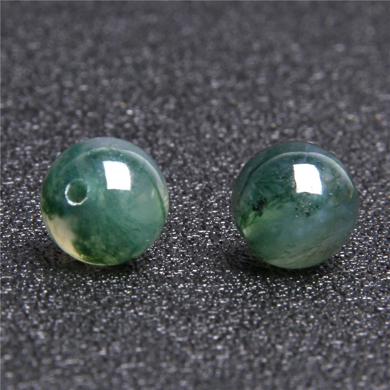 

Moss Grass Agat Natural Stone Round Loose Green Loose Beads For jewelry Making 4/6/8/10/12 MM DIY Bracelet Strand 15.5' strand