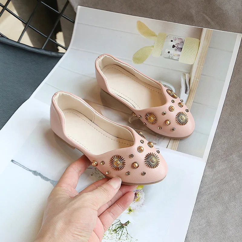 Жемчужные детские тапочки для девочек принцесса плоская обувь мягкая подошва