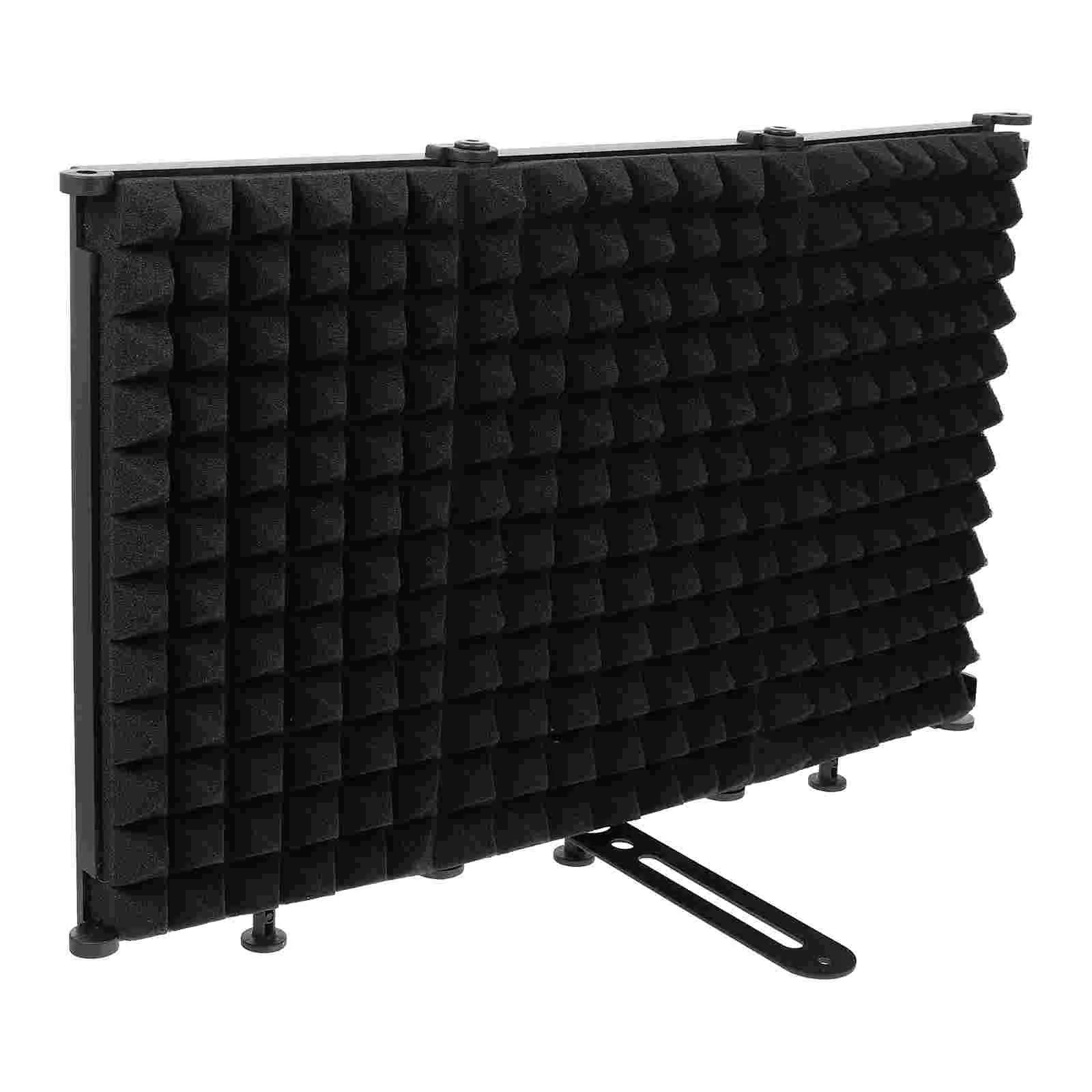 

1Pc Durable Three-door Microphone Isolation Shield for Studio Use (Black)
