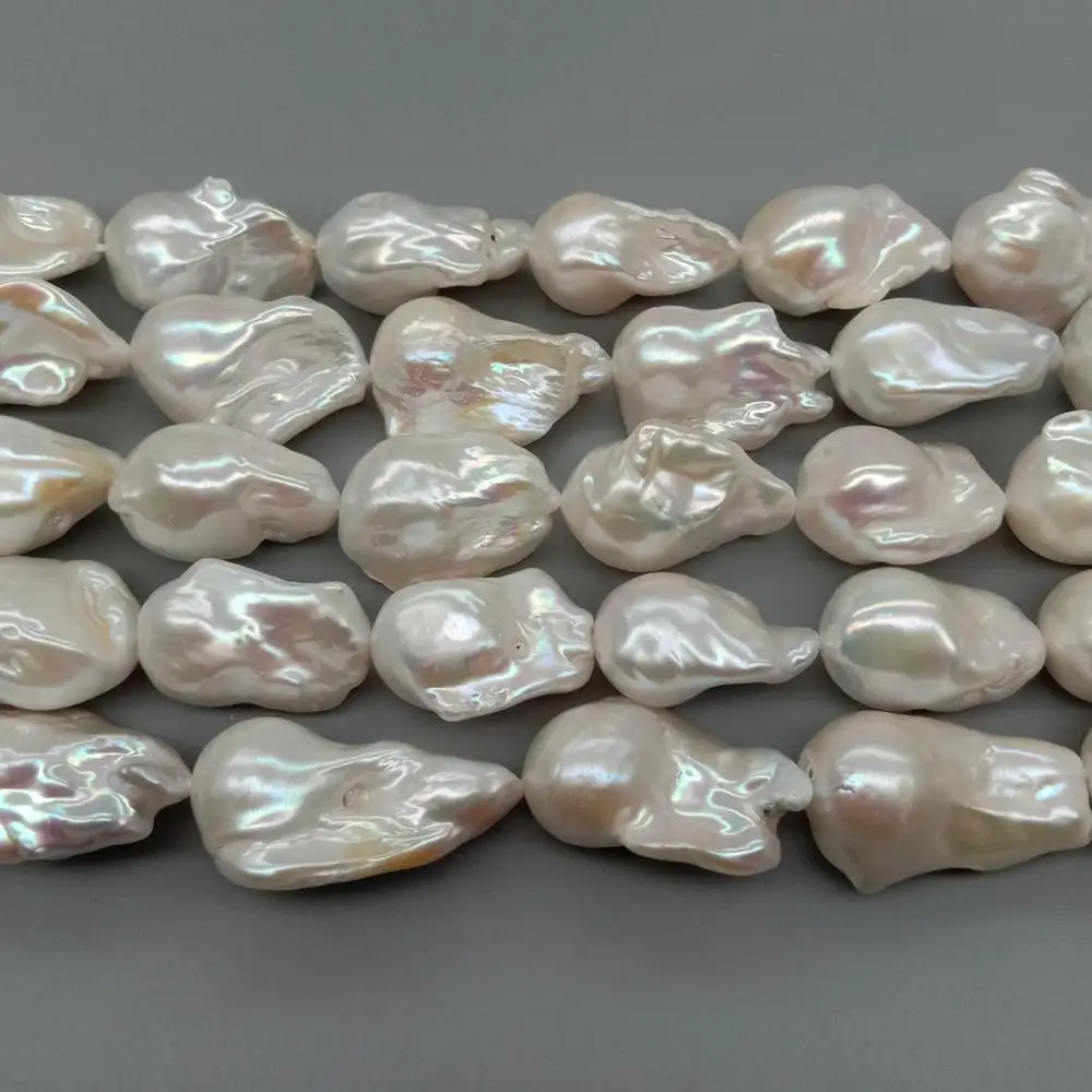 KKGEMS натуральный пресноводный белый жемчуг Кеши нерегулярный барочный 15 5 дюйма |