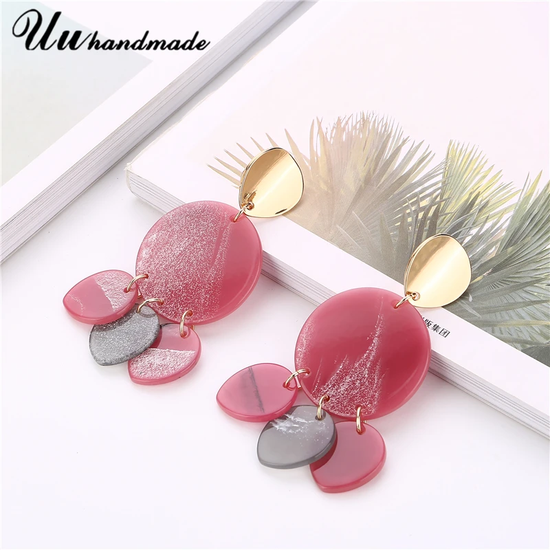 Богемные овальные акриловые серьги с кисточками для женщин винтажные круглые