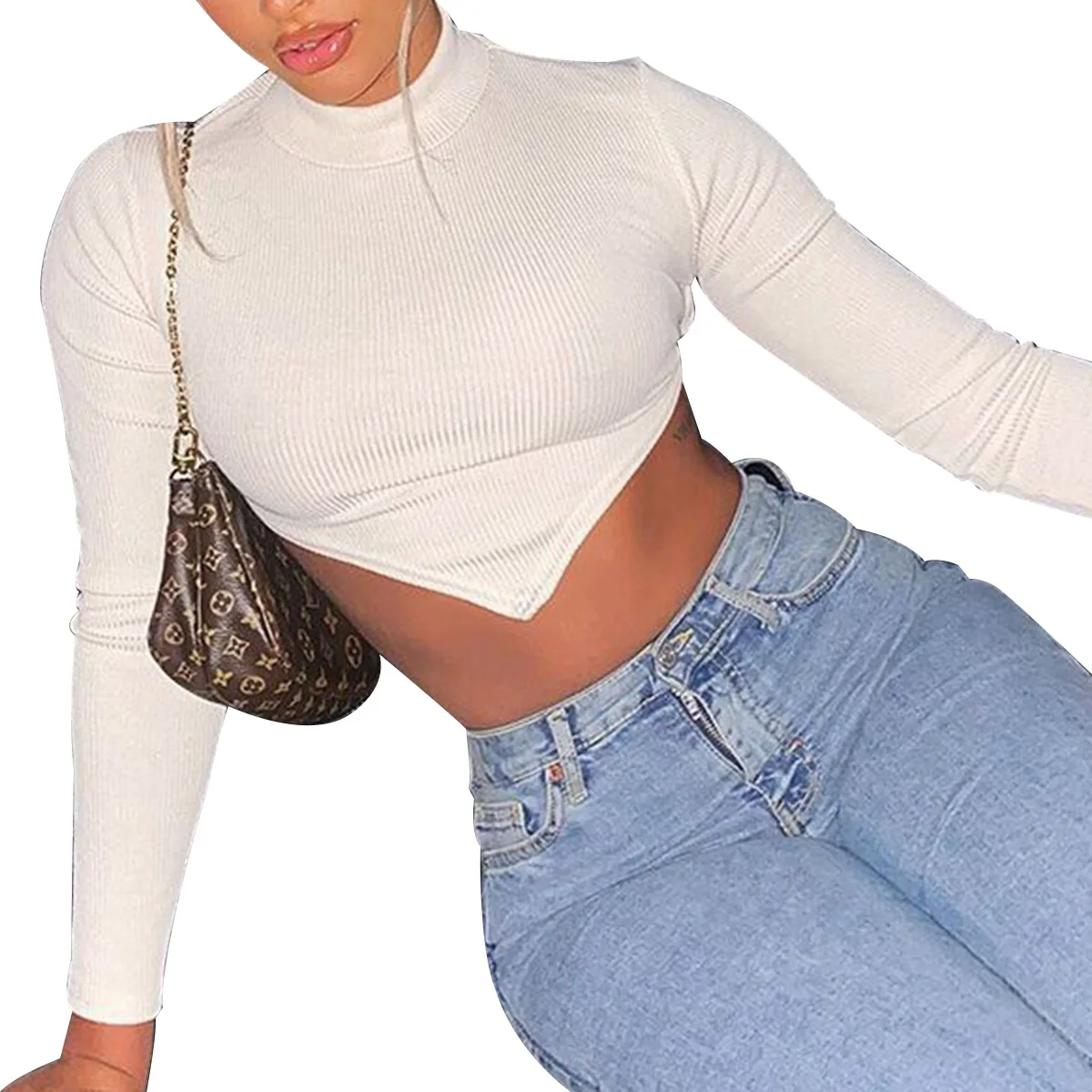 Новая модная женская Летняя Сексуальная Повседневная Асимметричная футболка с