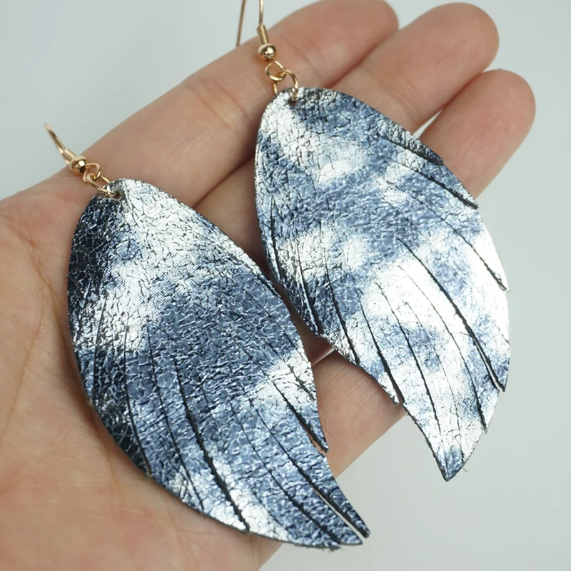 Cpop модные блестящие серьги из натуральной кожи Женская Природа блестящая