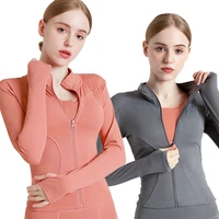 7 color long sleeve sports jacket women zip fitness yoga shirt winter warm gym top activewear running coats lady workout clothes