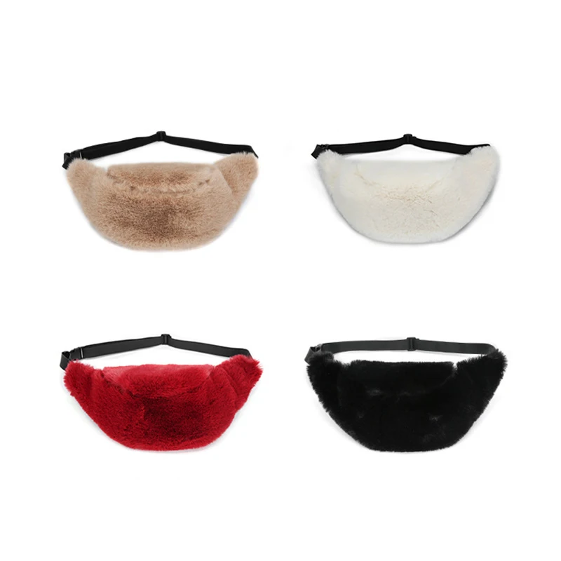 Плюшевая поясная сумка для женщин 2019 зимняя нагрудная из искусственного меха