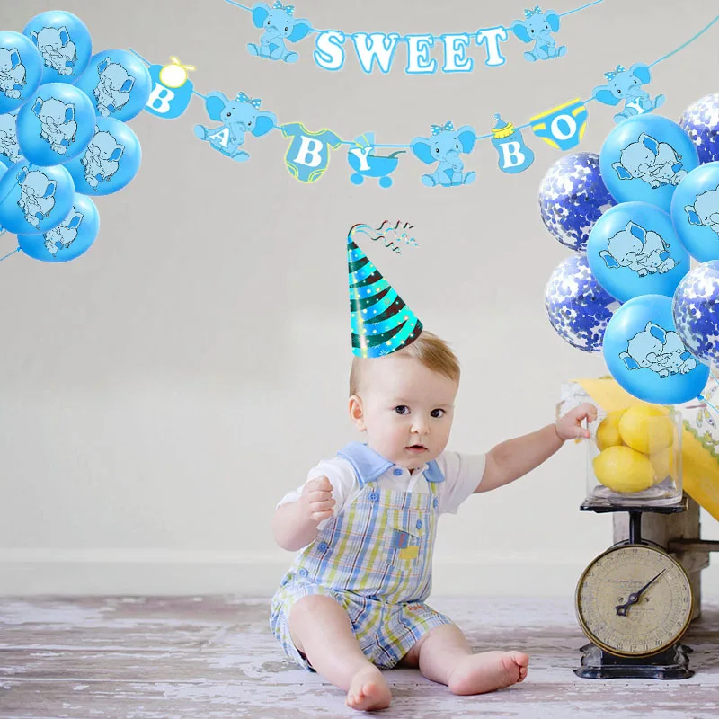 Розовый и синий латексный воздушный шар Конфетти набор со слоном вечерние