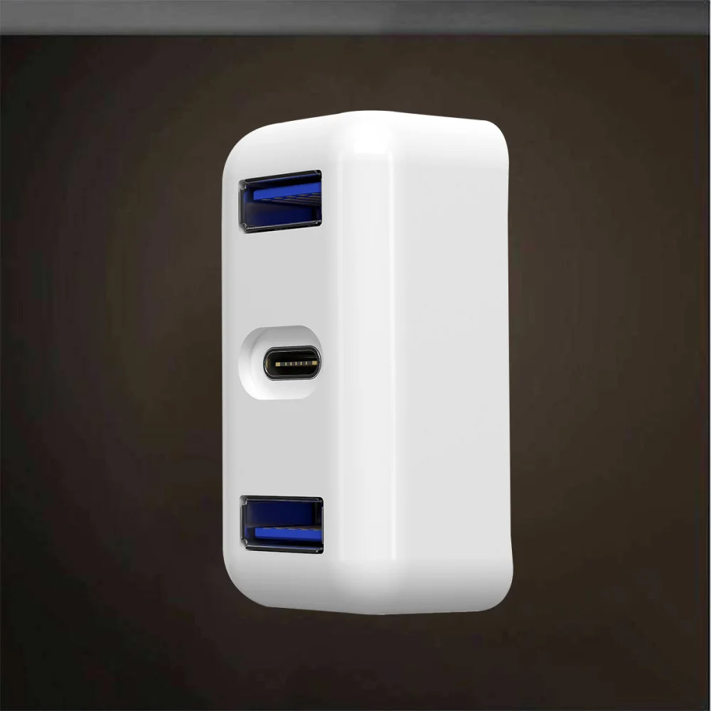 

TYPE-C Hub Charger Adapter for Dual USB 3.0 Ports Support U Disk PD (White)