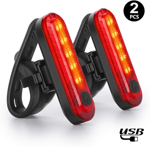

2PCS Bike Rear Light Bicycle taillights Powerful LED USB Rechargeable Bike Taillight Waterproof Warning Light
