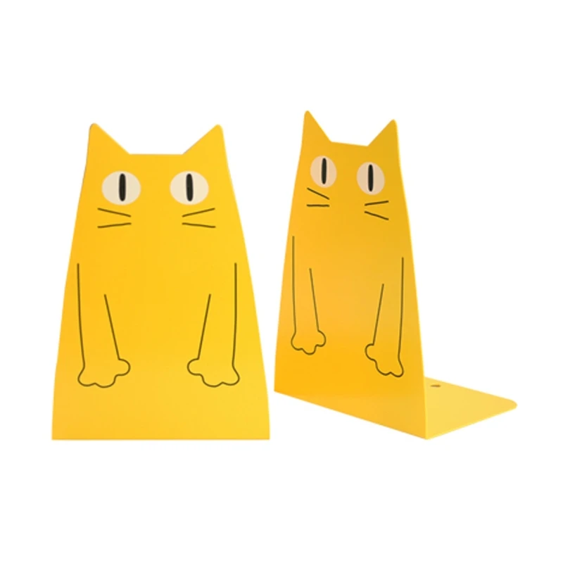 

1 Pair Cartoon Cat Metal Bookend Book Stand Support Office Magazine Organizer
