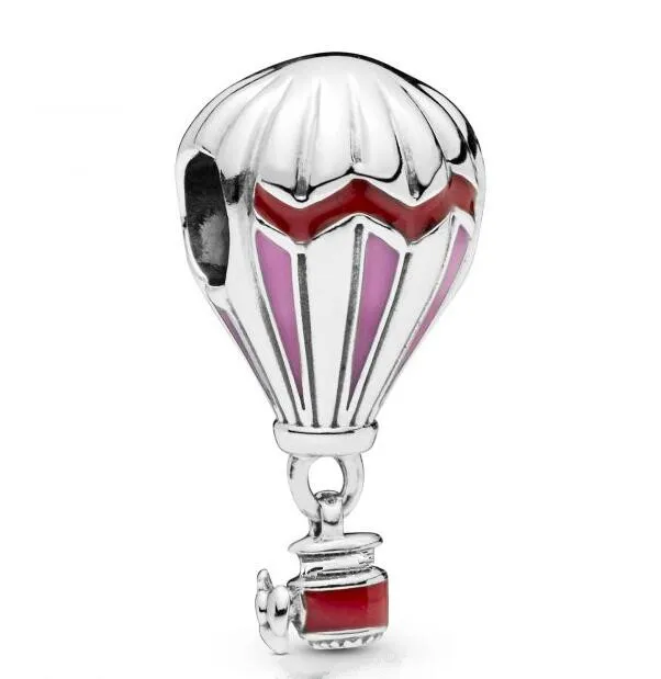 

Genuine 925 Sterling Silver Beads Red Enamel Hot Air Balloon Charm Fit pandora Women Bracelet & Necklace Diy Jewelry